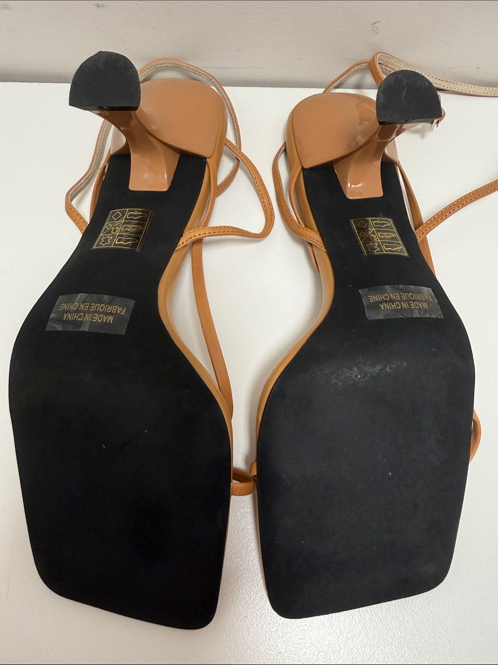 Jeffrey Campbell Flux Tan Strappy Square-Toe Ankle Strap Heel sz 7.5 - Picture 6 of 11